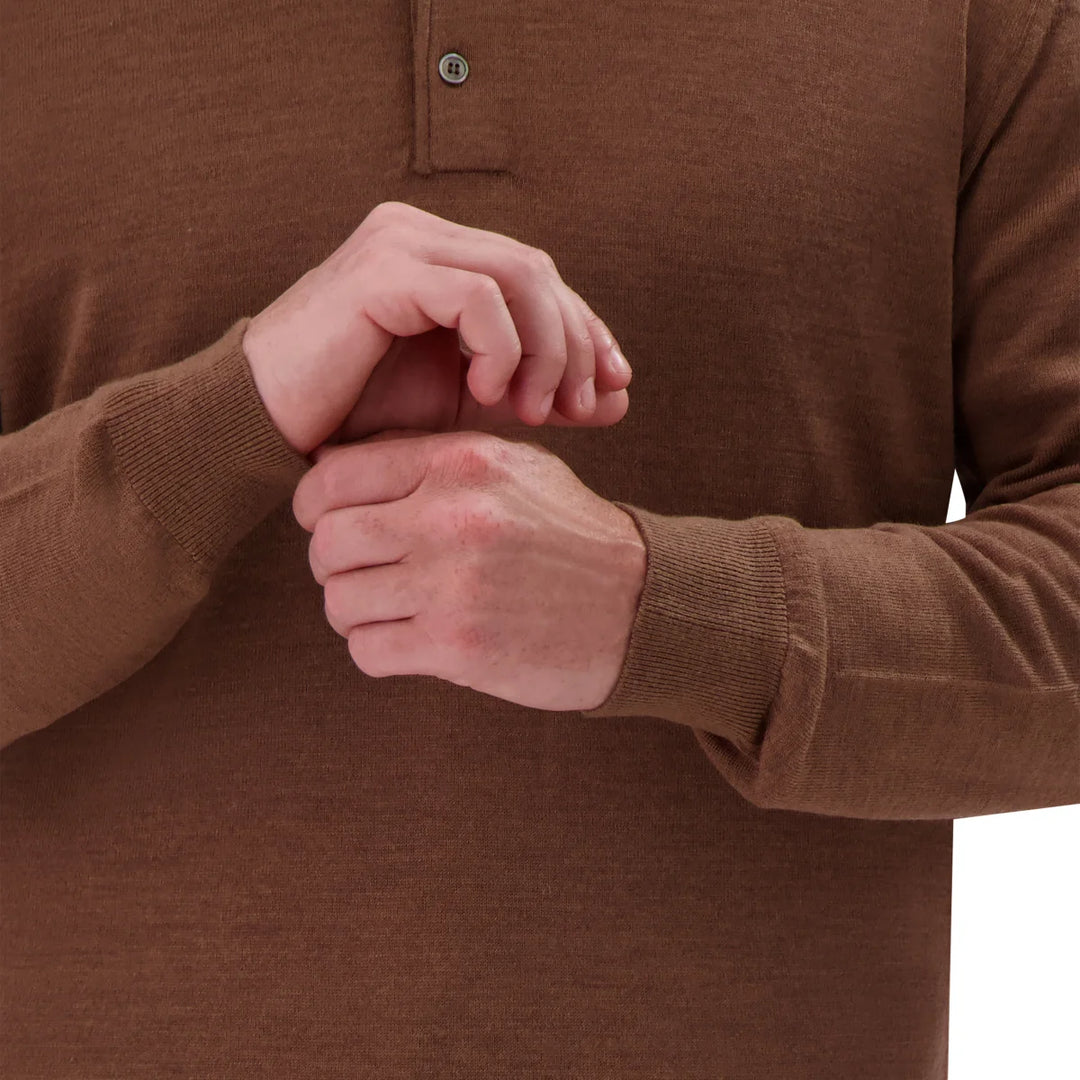 Modern English - Polo à manches longues en laine mérinos