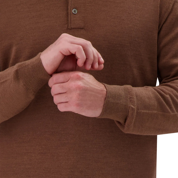 Modern English - Polo à manches longues en laine mérinos