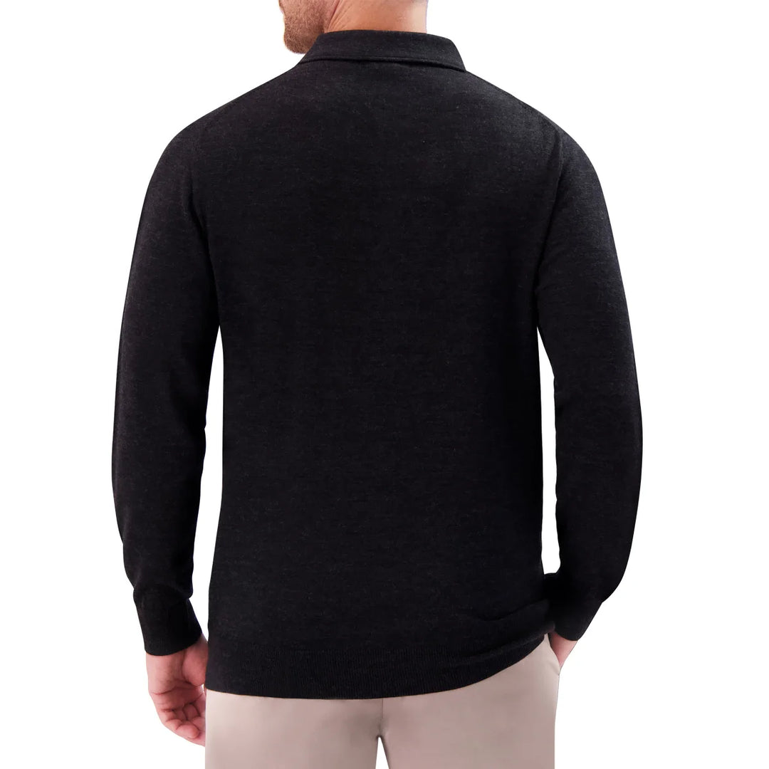 Modern English - Polo à manches longues en laine mérinos