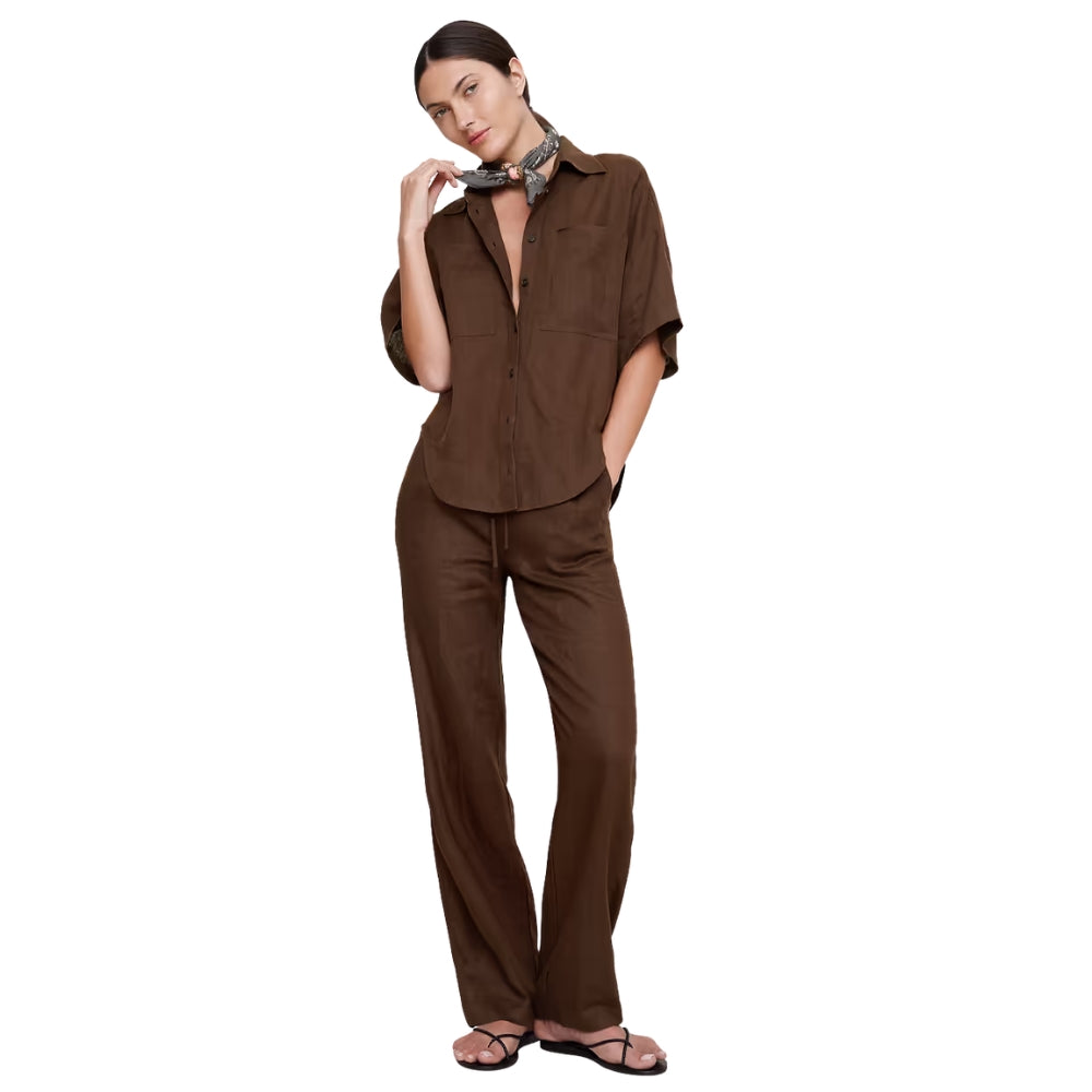 Banana Republic - Pantalon droit à taille extensible en lin escapade