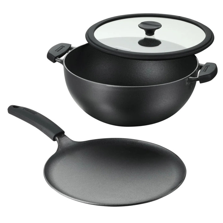 Tramontina - Kadai profond & Tawa plate en fonte, 3 pièces