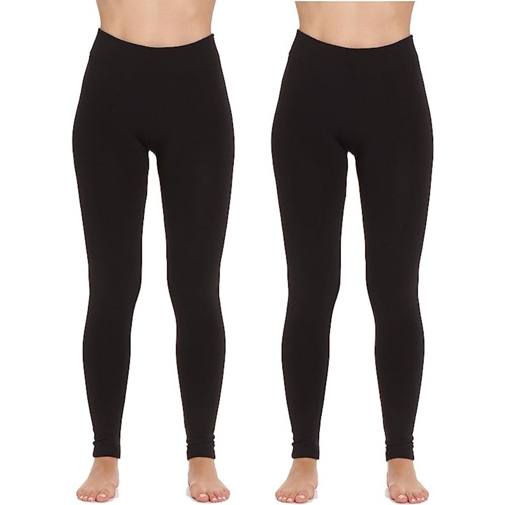 Lemon - Women's Fleece Lined Leggings, 2 Pack