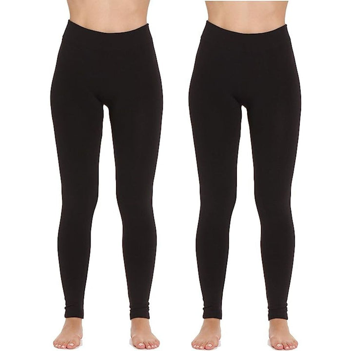 Lemon - Women's Fleece Lined Leggings, 2 Pack