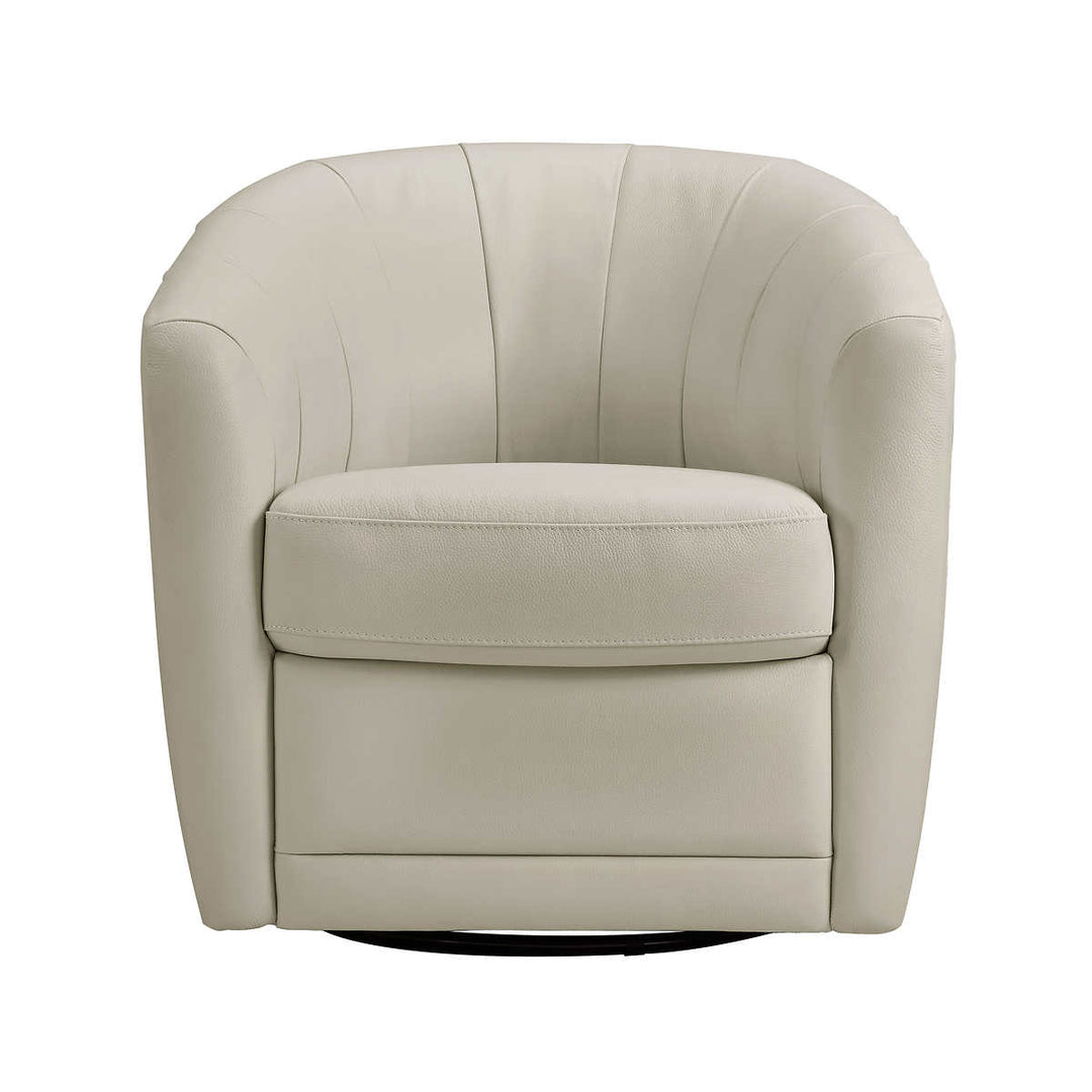 Natuzzi Cora Top Grain Leather Swivel Chair