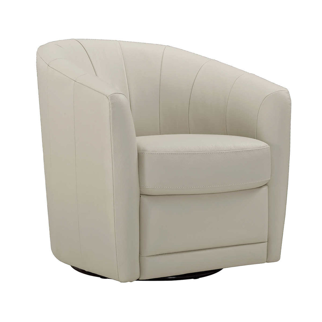 Natuzzi Cora Top Grain Leather Swivel Chair