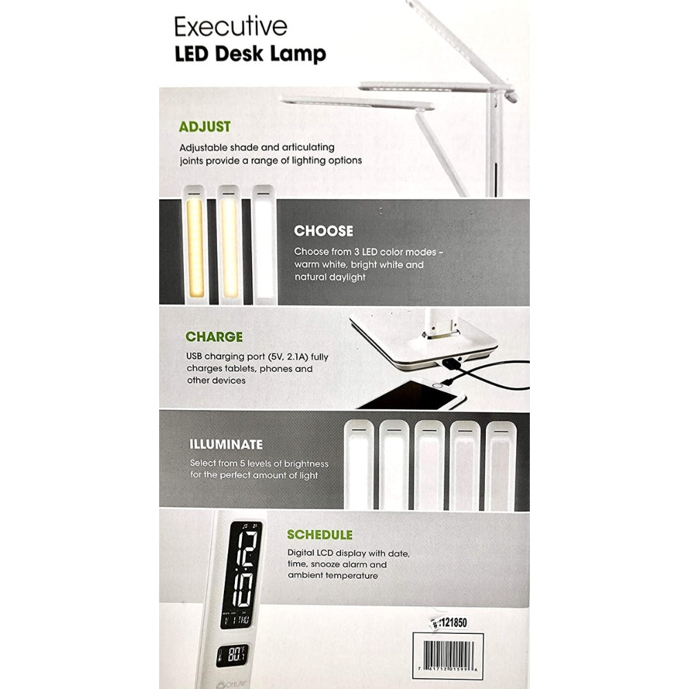 OttLite LED Desk Lamp with USB Charging Port - White