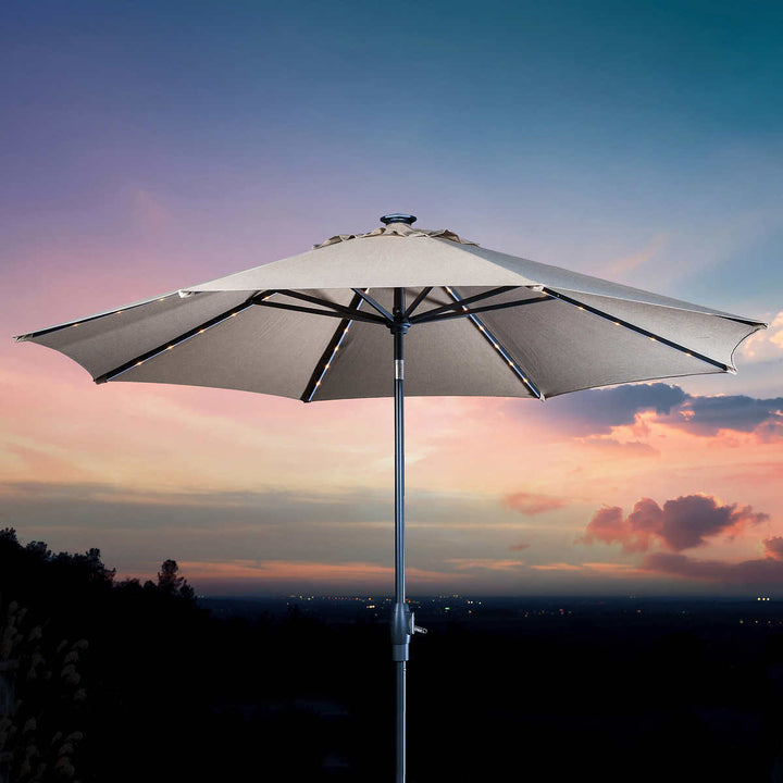 SunVilla 3 m (10 ft) Solar LED Round Market Umbrella