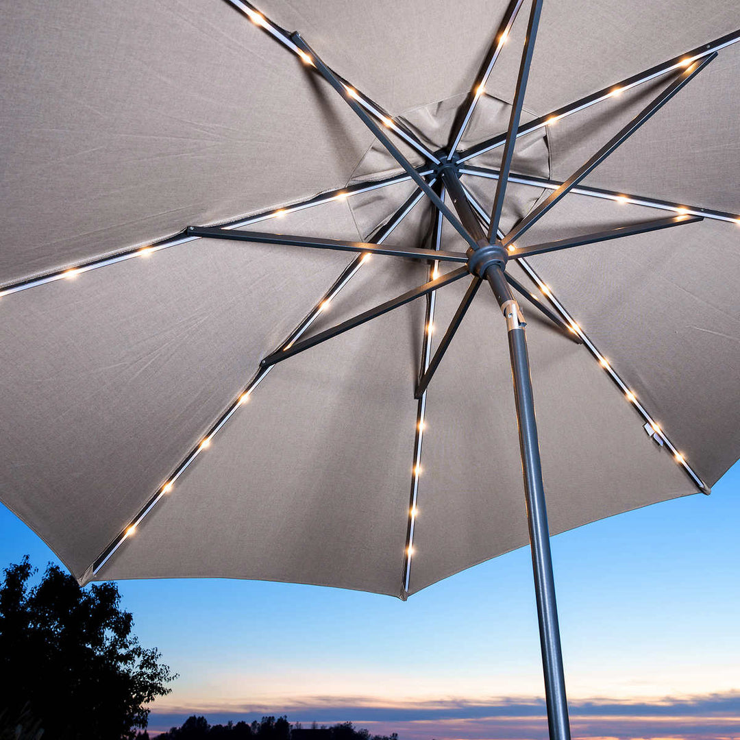 SunVilla 3 m (10 ft) Solar LED Round Market Umbrella