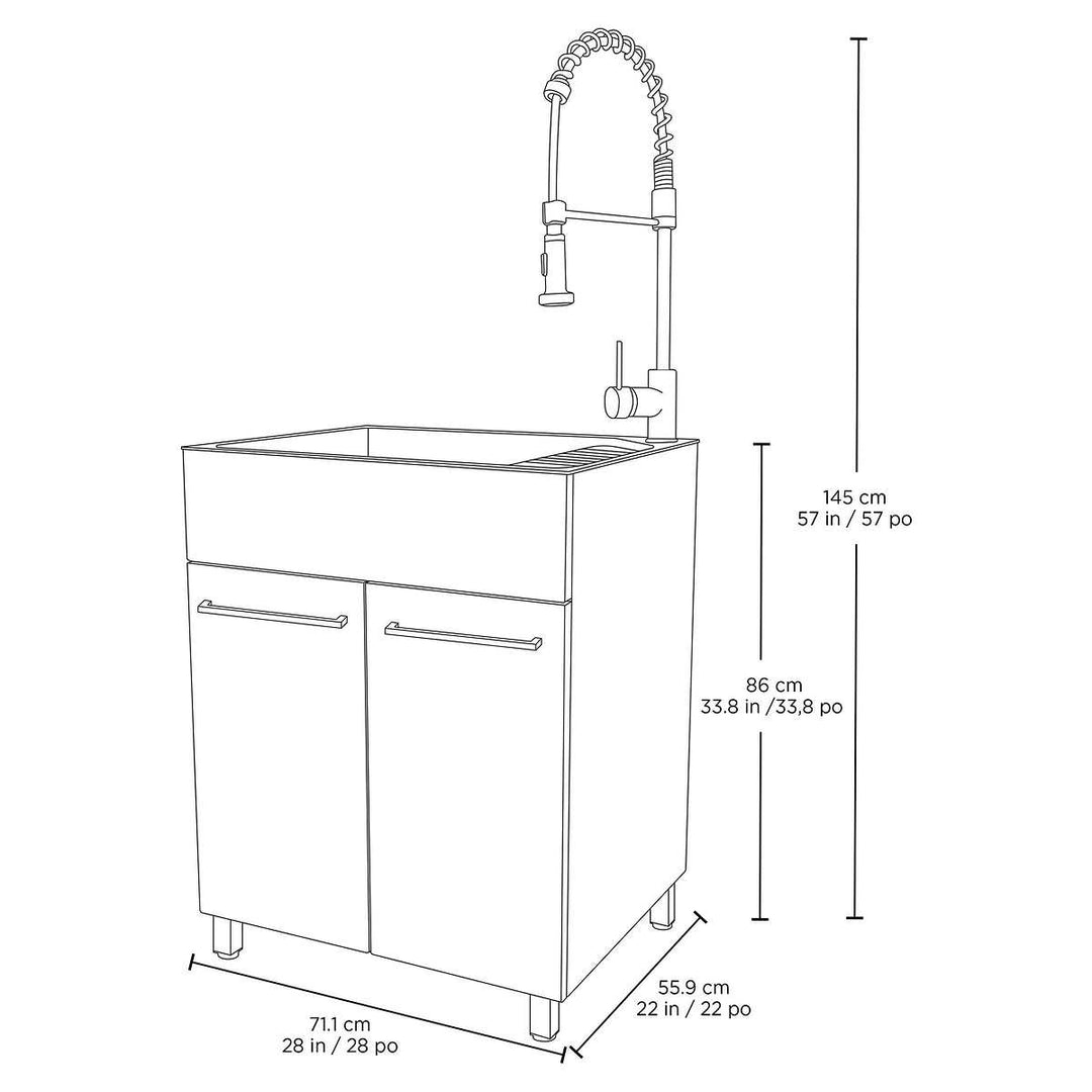 Conglom - Armoire de buanderie avec évier en acier inoxydable et robinet rétractable