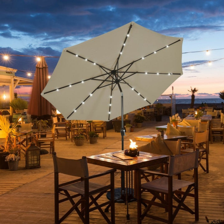 SunVilla Round Solar LED Market Umbrella