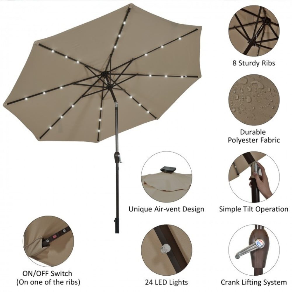 SunVilla Round Solar LED Market Umbrella