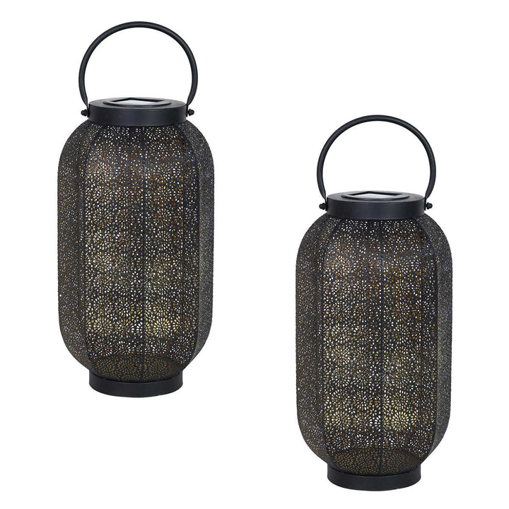 Mandala Solar LED Metal Lantern - 2-Pack