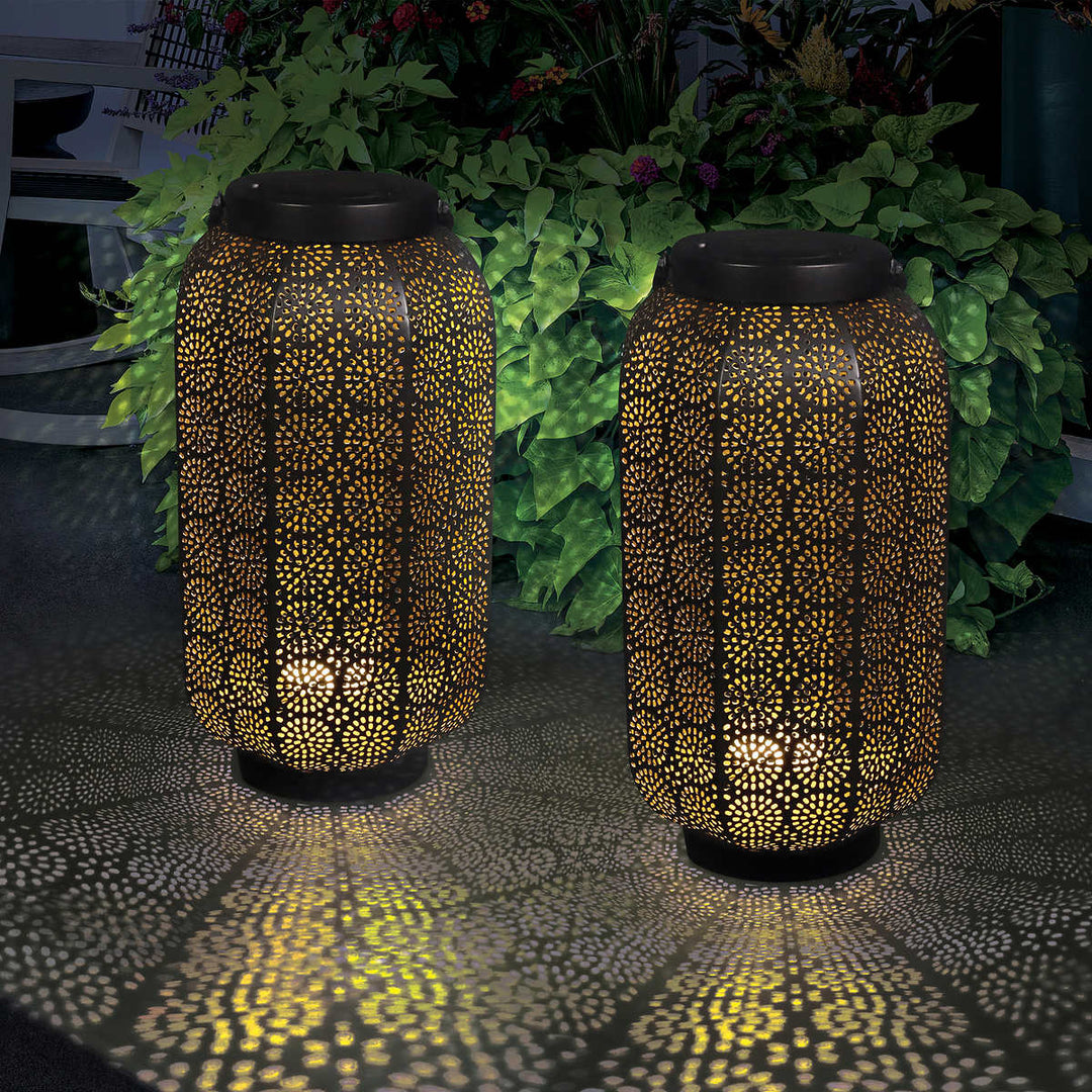 Mandala Solar LED Metal Lantern - 2-Pack