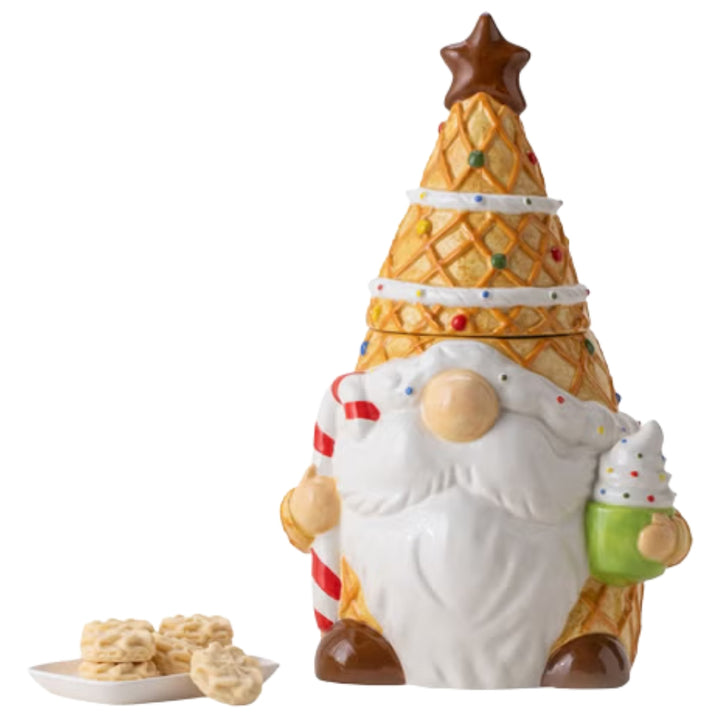 Gnome ceramic cookie jar