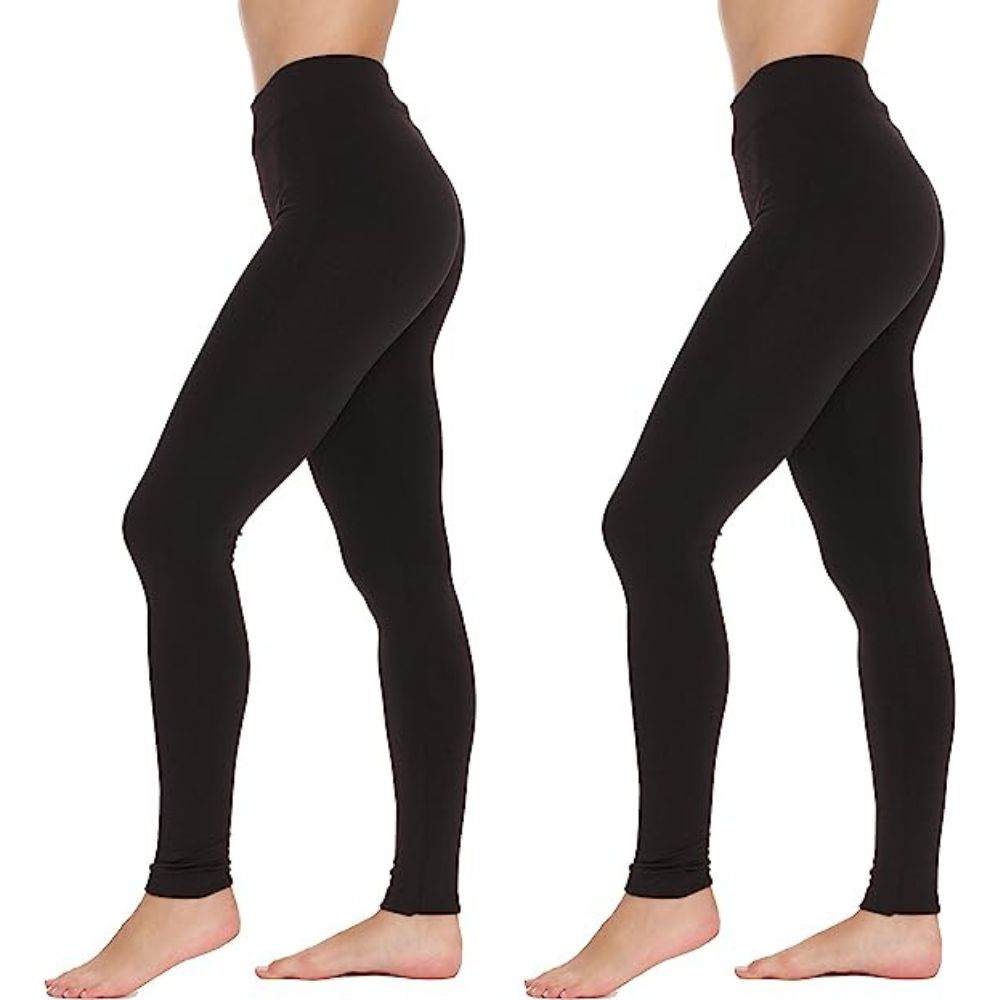 Lemon - Women's Fleece Lined Leggings, 2 Pack