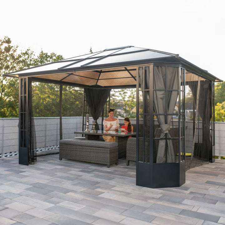 Sojag - Gazebo PC 8mm with nylon mosquito net Savino 12X14 ft