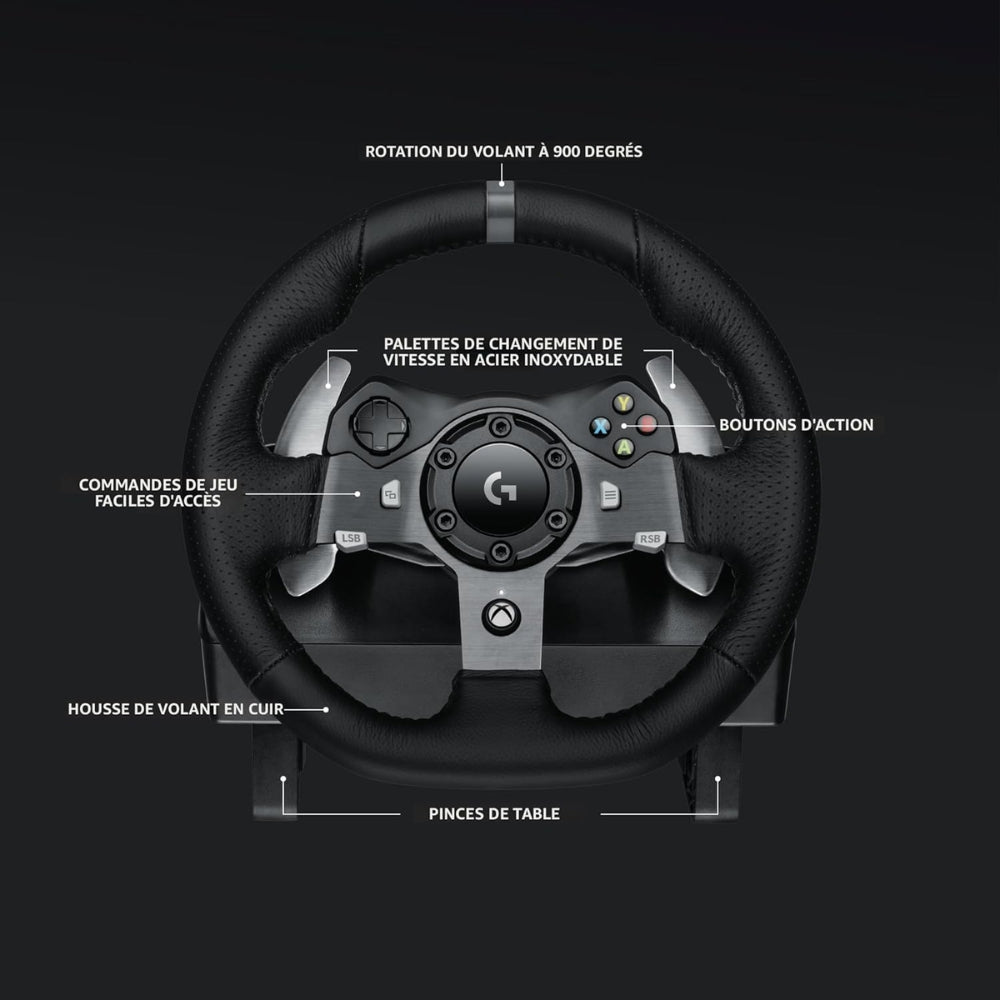 Logitech - Volant de course G920 Driving Force + pédales + levier de vitesse