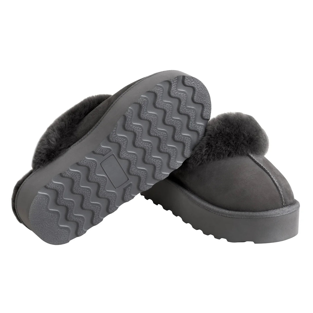 Kirkland Signature - Pantoufles plateforme en peau de mouton