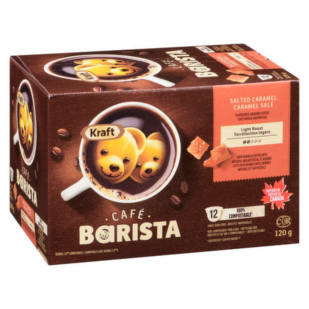 Kraft - Dosettes de café Barista, caramel salé. Rôti léger, 12 cups