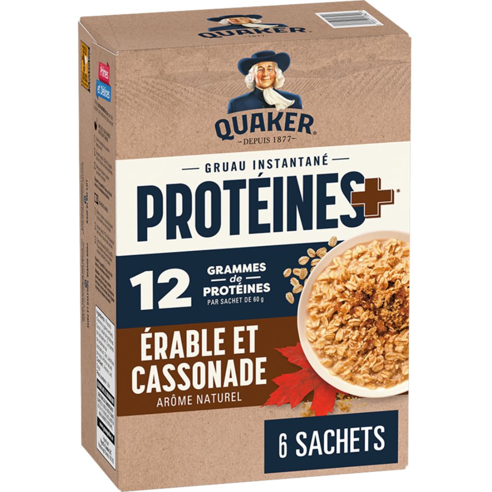 Quaker - Gruau instantané saveur érable et cassonade, 6 sachets