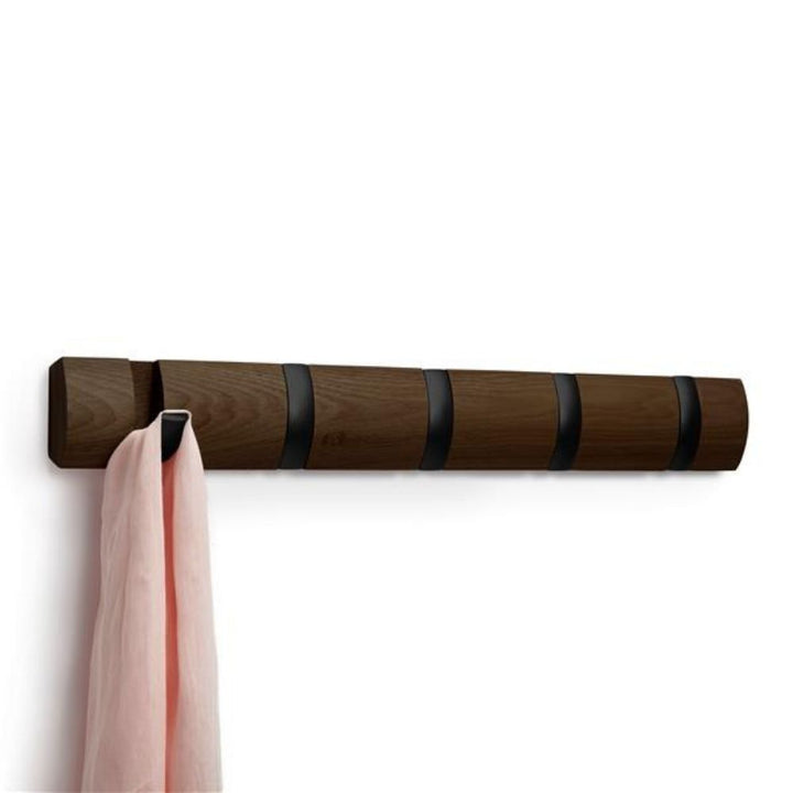 Umbra 5-Hook Wall-Mounted Coat Rack - Black/Walnut