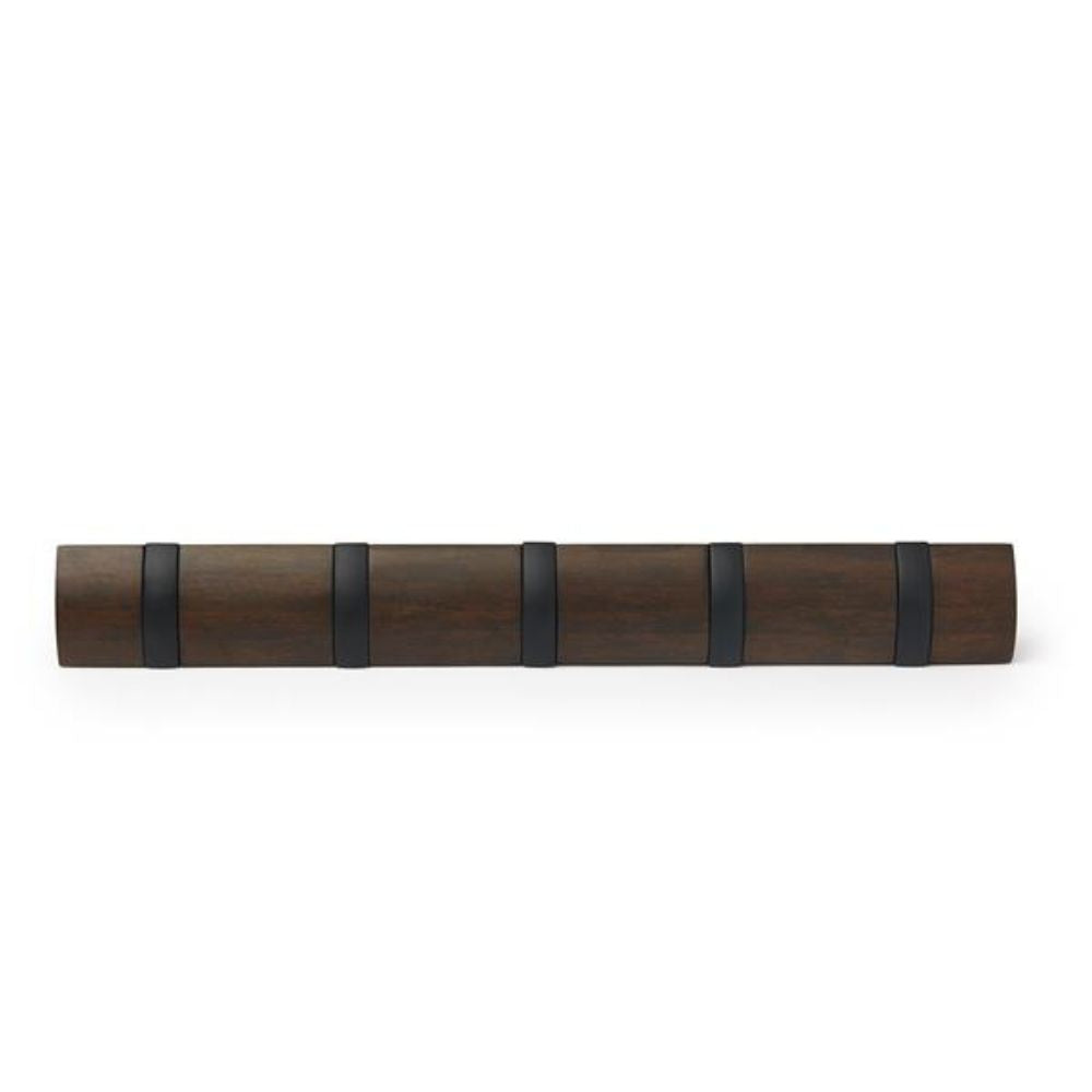 Umbra 5-Hook Wall-Mounted Coat Rack - Black/Walnut