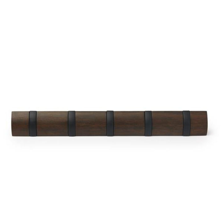 Umbra 5-Hook Wall-Mounted Coat Rack - Black/Walnut