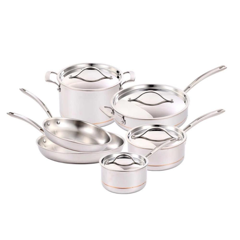 Kirkland Signature 10-Piece 5-Ply Stainless Steel Cookware Set