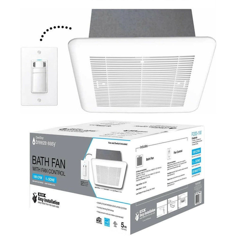 DewStop - Ventilateur de salle de bain, débit 100pi³/min - F200-1W