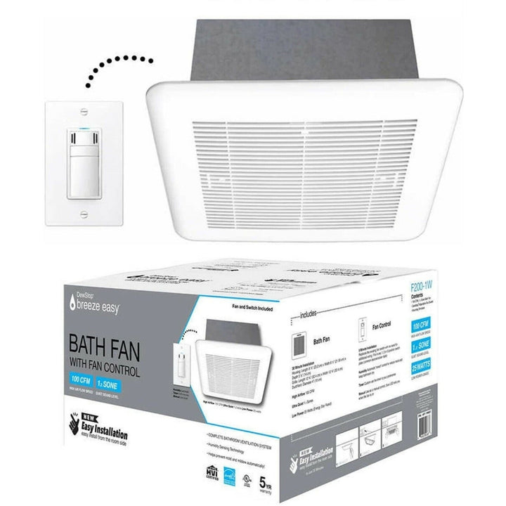 DewStop - Ventilateur de salle de bain, débit 100pi³/min - F200-1W