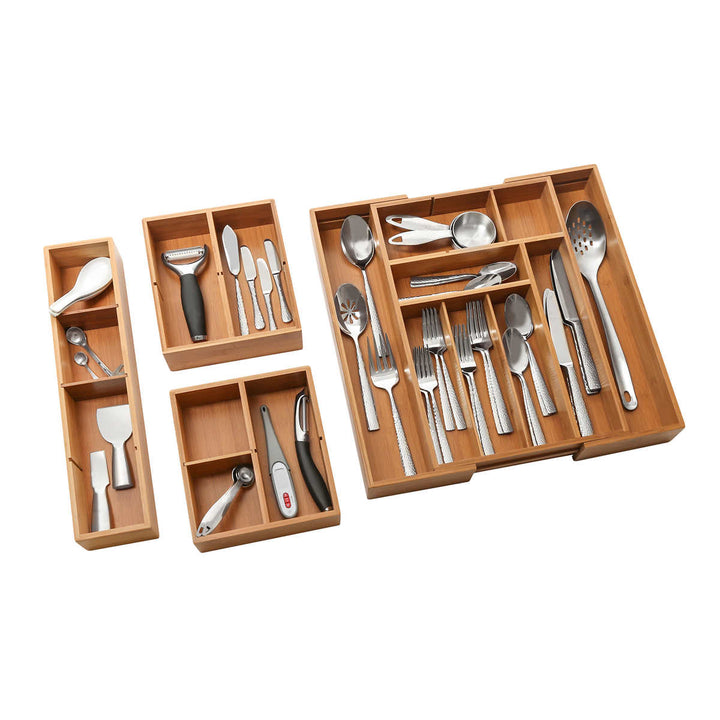 Seville - Seville Classics 4 Piece Expandable Bamboo Drawer Organizer