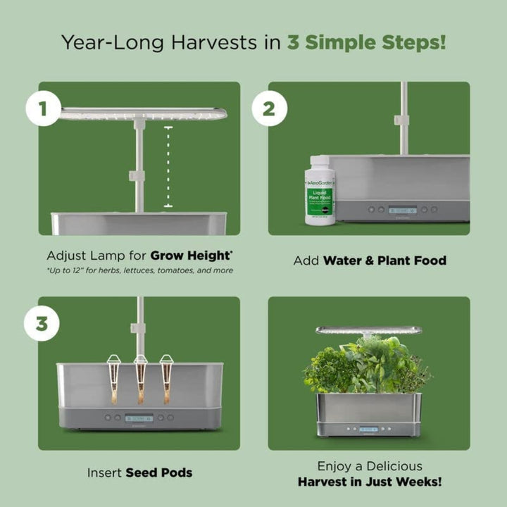 Aero Garden - Harvest Slim Indoor Garden System, Stainless Steel