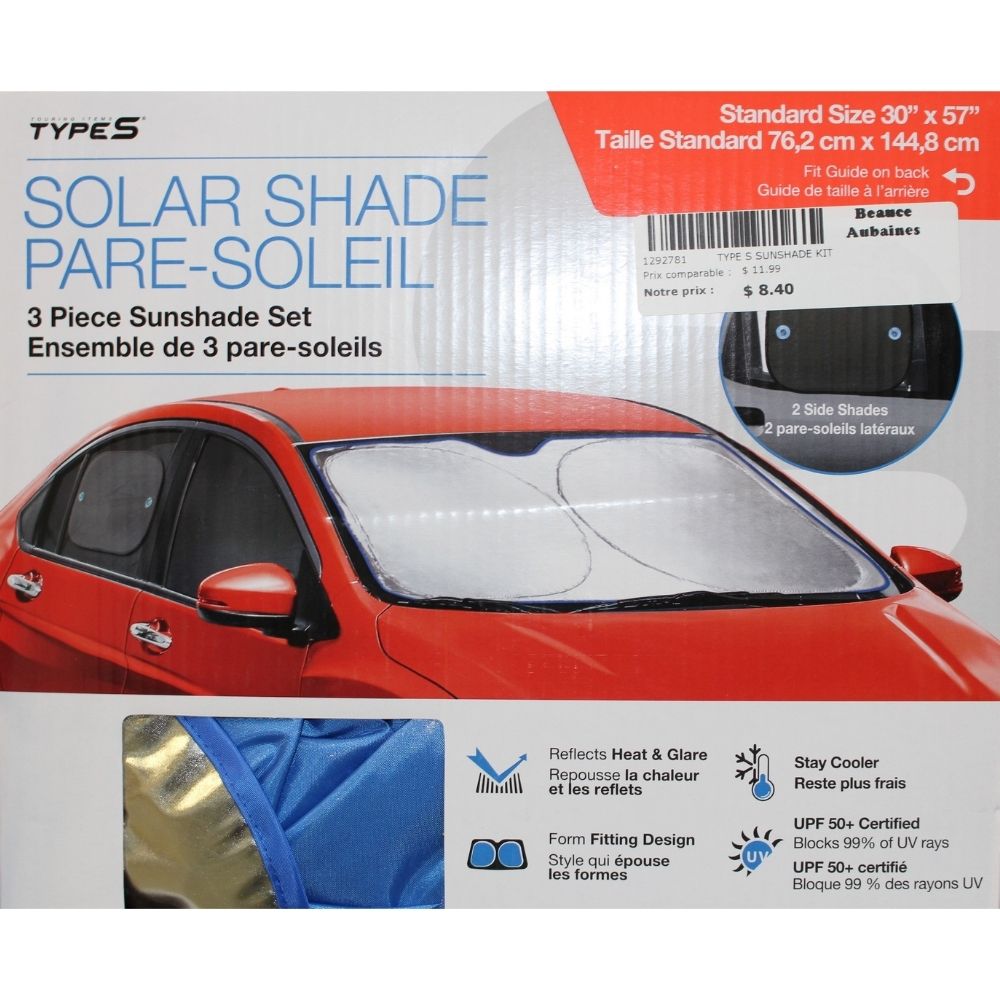 Type S - Pare-soleil pour auto, grandeur standard