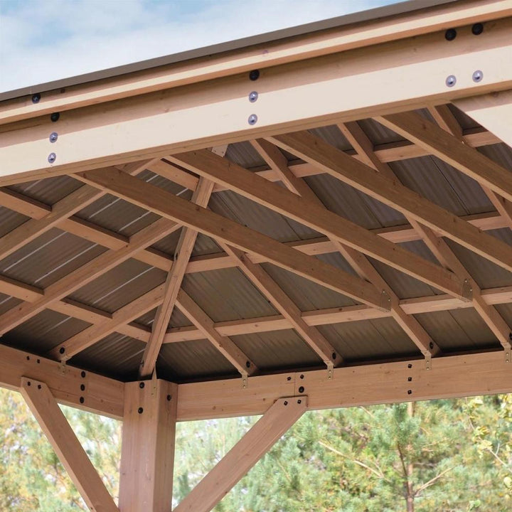 Yardistry - 12' x 16' Cedar Gazebo with Aluminum Roof 