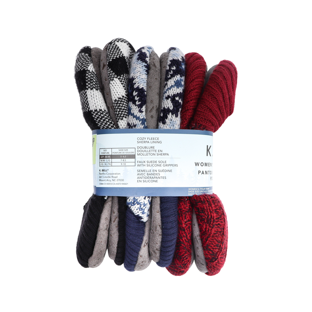K.Bell - Women's Slippers, 3 Pack