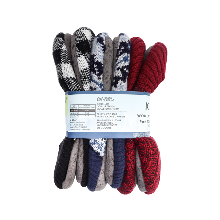 K.Bell - Women's Slippers, 3 Pack