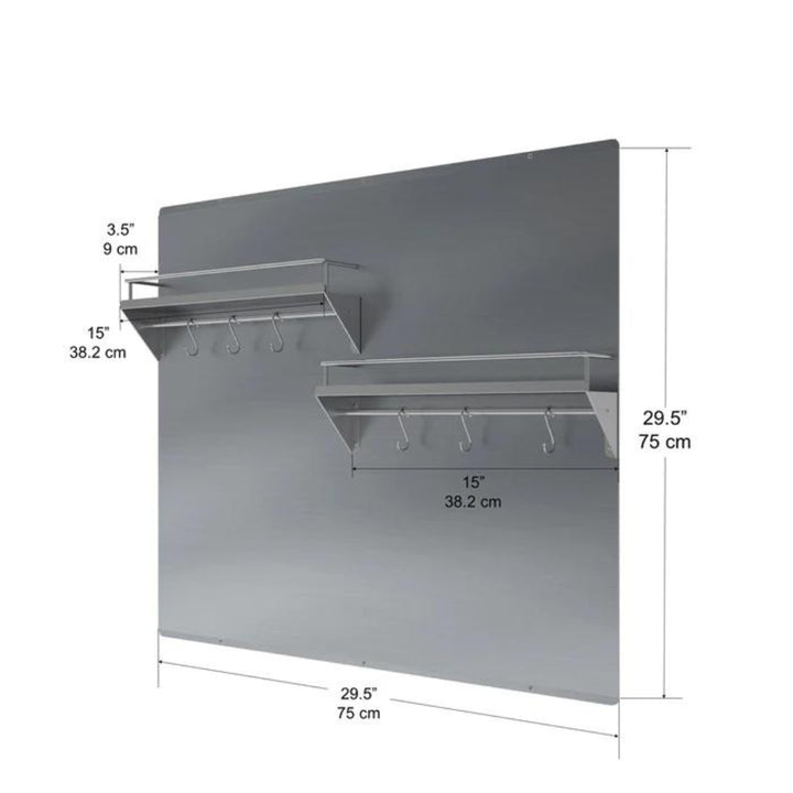 Ancona - 30" Stainless Steel Backsplash with Two Shelves and Bars - PBS-1238