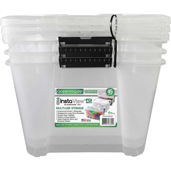 Greenmade - Bac de rangement multi-usage, 45 pintes, transparent