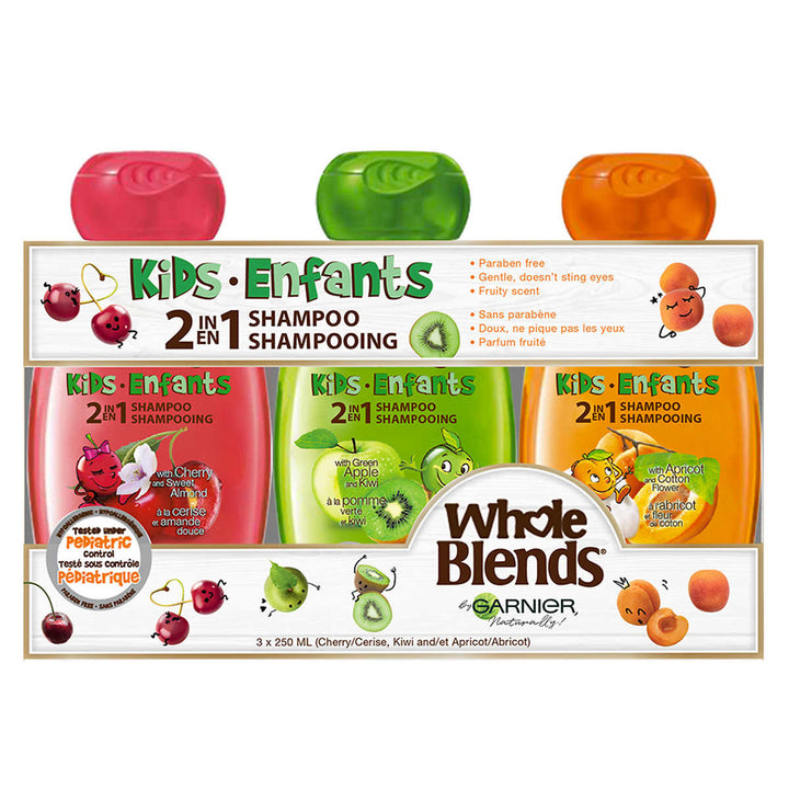 Garnier Whole Blends - Hypoallergenic 2-in-1 Kids Shampoo, 3 x 250 mL