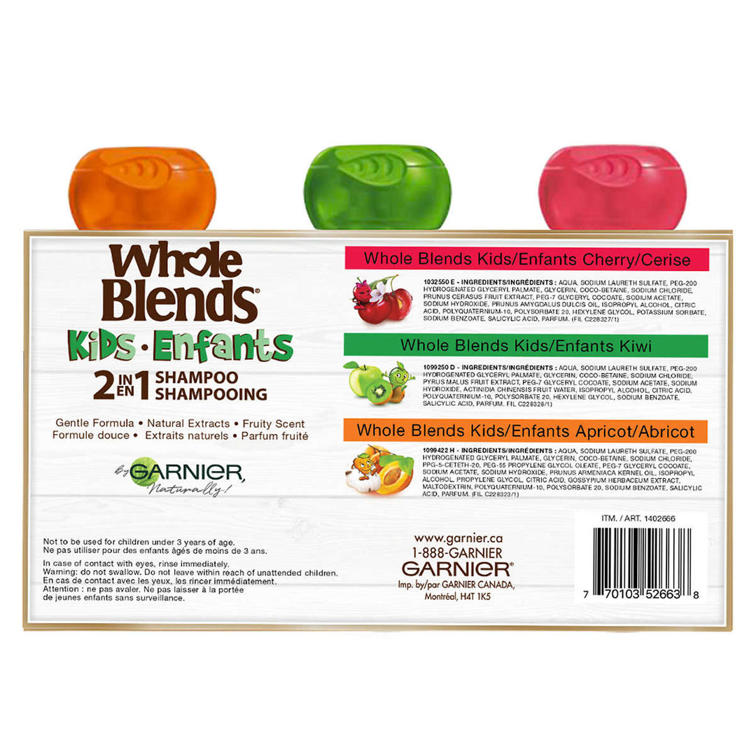 Garnier Whole Blends - Hypoallergenic 2-in-1 Kids Shampoo, 3 x 250 mL