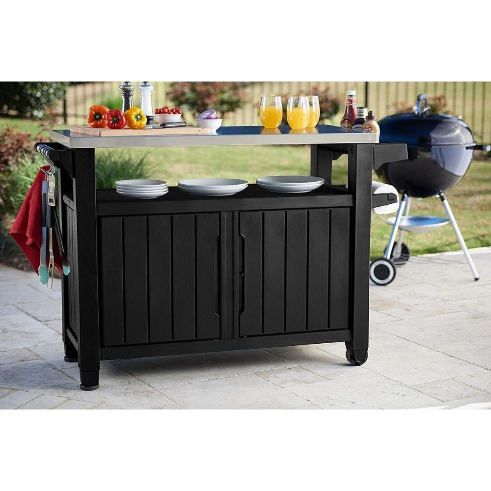 Keter - Barbecue storage table with metal top 