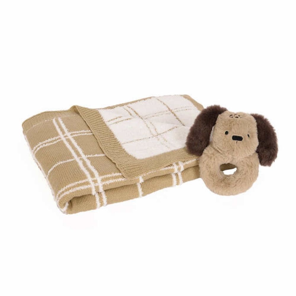 Little Miracles Knit Blanket and Rattle Set