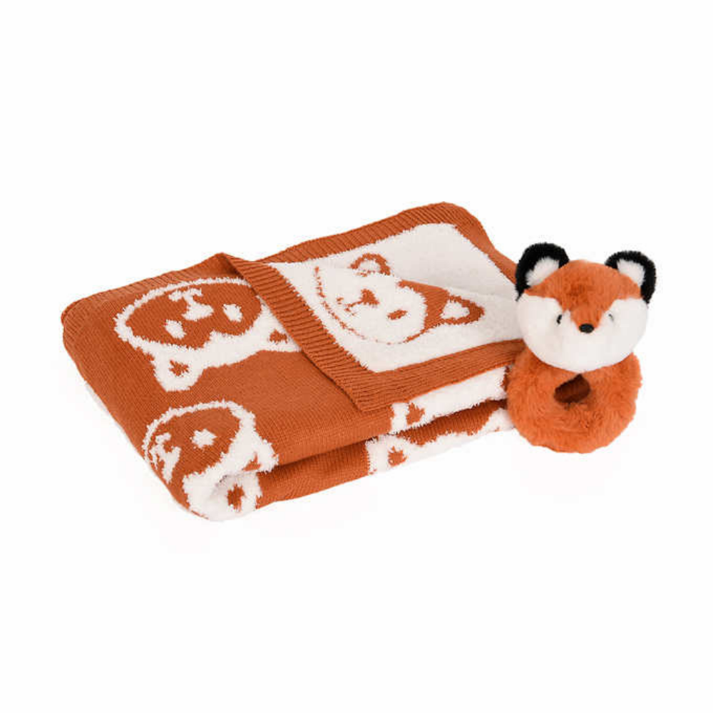 Little Miracles Knit Blanket and Rattle Set
