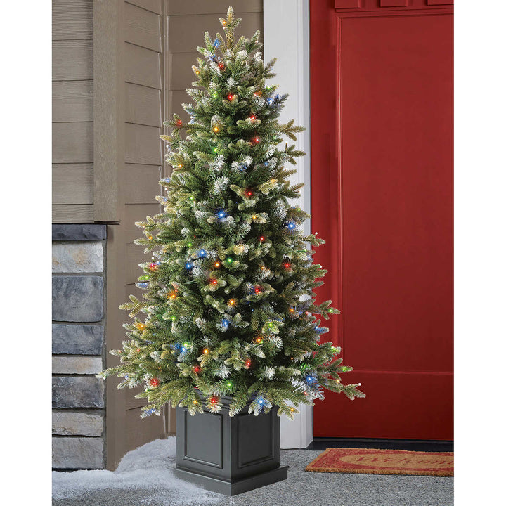 Aspen Pre-Lit Potted Artificial Christmas Tree with Color-Changing Radiant Micro LED Lights - 4 ft