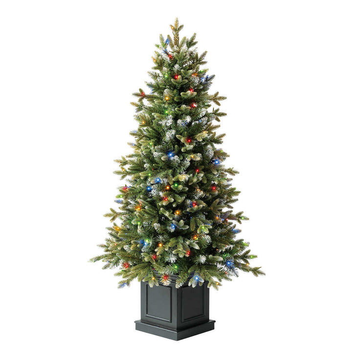 Aspen Pre-Lit Potted Artificial Christmas Tree with Color-Changing Radiant Micro LED Lights - 4 ft