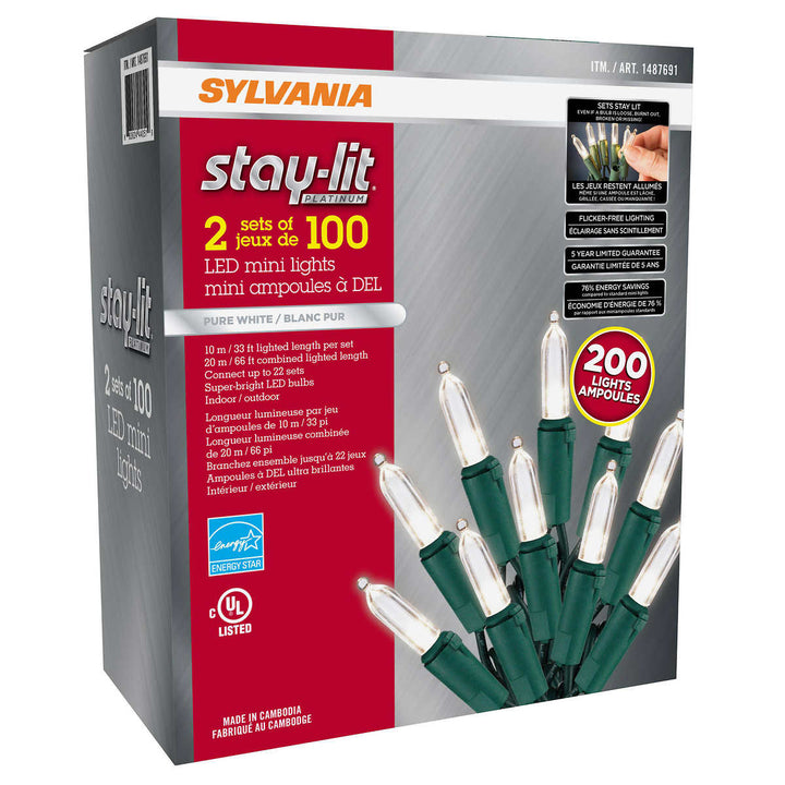 Sylvania Stylit 100-Count Traditional Pure White LED Light String - 2-Pack