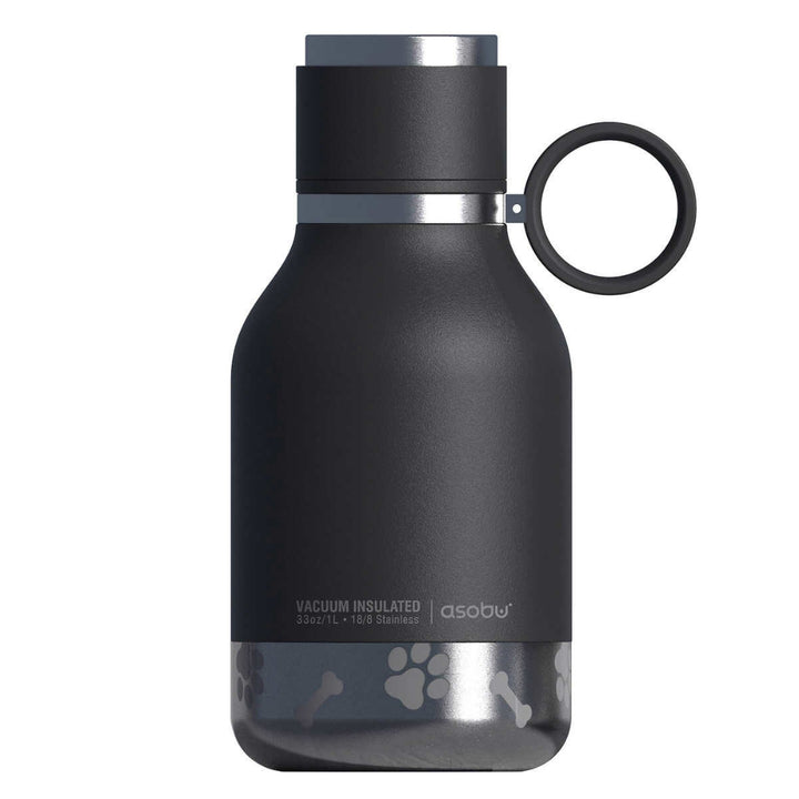 Asobu Insulated Stainless Steel Water Bottle with Removable Water Bowl for Dogs