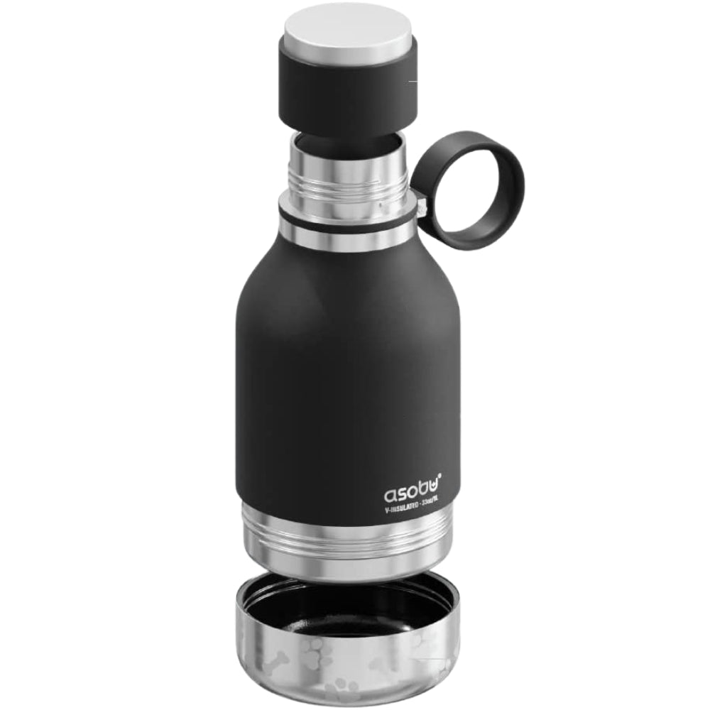 Asobu Insulated Stainless Steel Water Bottle with Removable Water Bowl for Dogs
