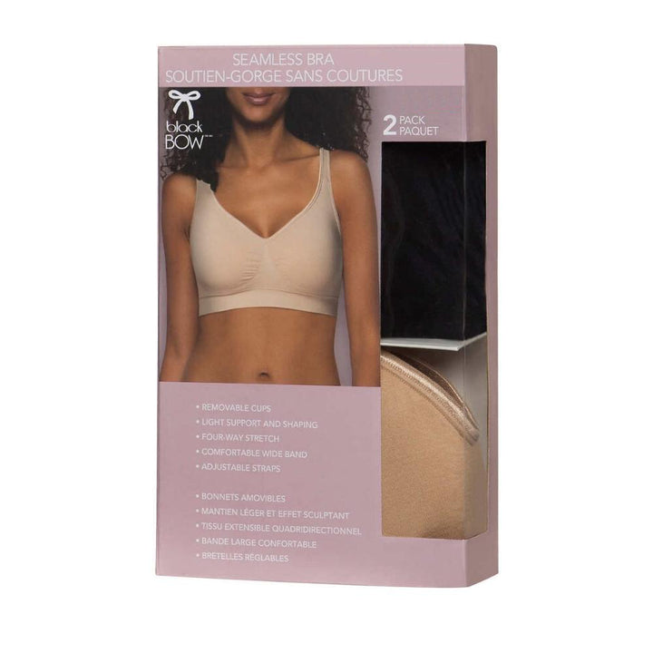 Black Bow - Bra for Women, 2 Pack