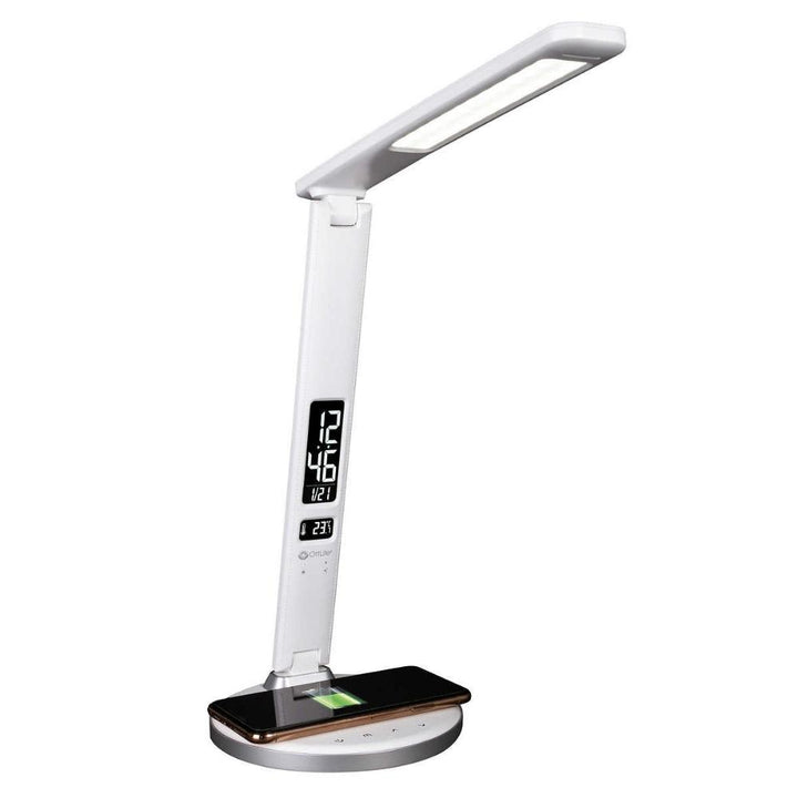 Ottlite Sanitizing Desk Lamp with Clock and Wireless Charging